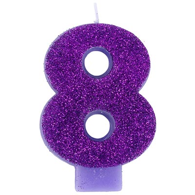 Свеча цифра "8" Глиттер, 8 см