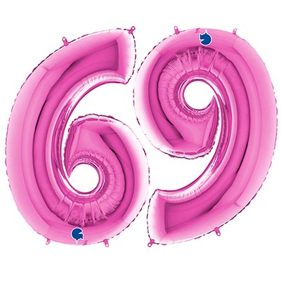 Шарики из фольги Шар цифра "6" или "9", 101см Pink