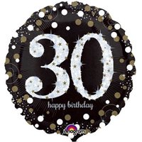 Шар 45см HB Sparkling Birthday 30 gold