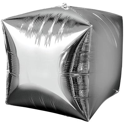 Шар 3D КУБ 40см Металлик Silver