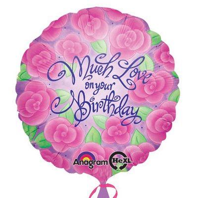 Шар 18"45см Happy Birthday Цветы розовые