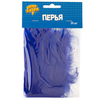 Перья декоративные Синие 10см 30шт