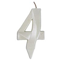 Свеча-цифра "4" Грань белый жемчуг 7см