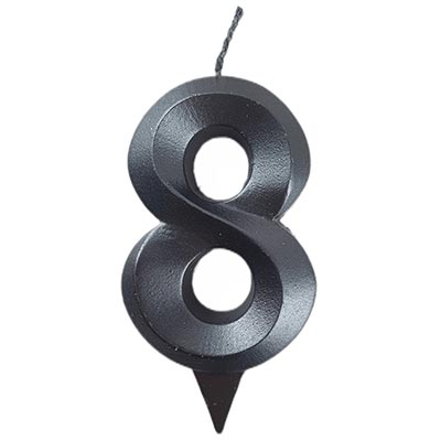 Свечи для торта Свеча-цифра "8" Грань черный жемчуг 7см