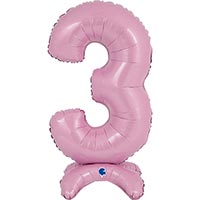 Шар цифра 3 64см PastelPink на подставке