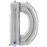 Шар буква "D", 66см Silver
