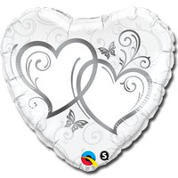 Шарик 45см Сердца переплетенные Silver