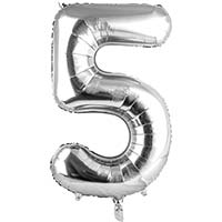 Шар цифра "5", 101см Silver