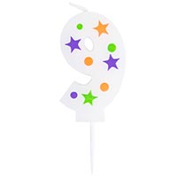 Свеча -цифра "9" Звезды 5см