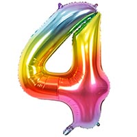 Шар цифра "4", 101см Радуга металлик