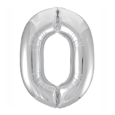 Шар цифра "0", 101см Металлик Silver