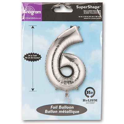 Шар фигура цифра 6 Silver