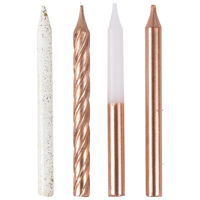 Свечи для торта розовое золото/белые 12ш