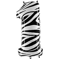 Шар цифра "1", 101см Zebra