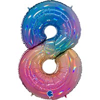 Шар цифра "8", 101см Радуга переливы