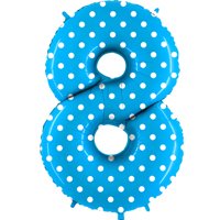 Шар ЦИФРА 8 40" Горошек на голубом