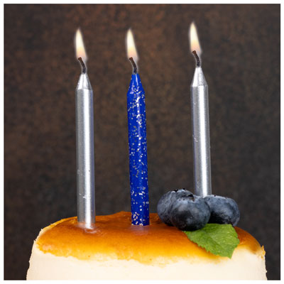 Свечи для торта Свечи для торта Серебро/Синие блеск 12шт