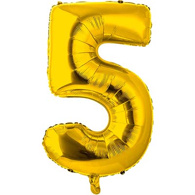 Шар цифра "5", 66см Gold
