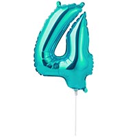 Шар цифра "4" 40см Turquoise под воздух