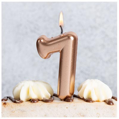 Свеча -цифра "7" Розовое золото 4,5см
