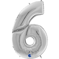 Шар цифра 6 64" Silver