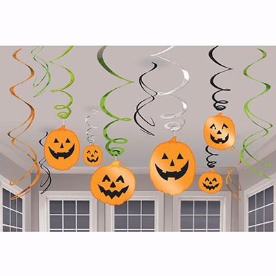 Спираль Хэллоуин Тыквы, 40-46 см, 12 шт