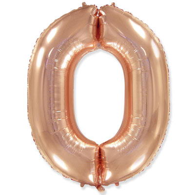 Шарик цифра "0", 101см Rose Gold