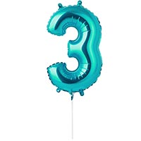 Шар цифра "3" 40см Turquoise под воздух