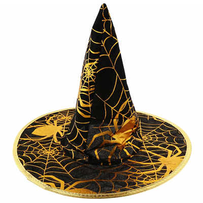 Шляпа ведьмы черная с золотой паутиной