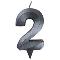 Свеча-цифра "2" Грань черный жемчуг 7см