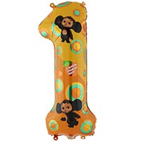 Шар цифра "1" 100см Чебурашка