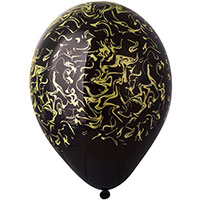 Шары 35см чёрные с рис. Мрамор золотой