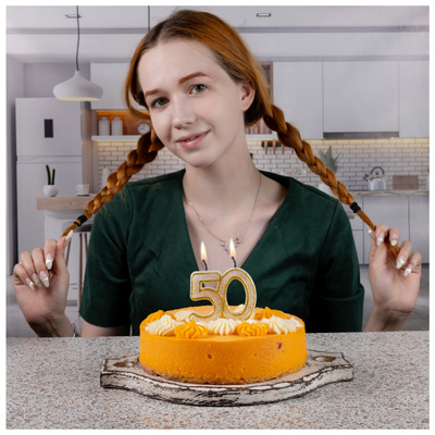Свечи для торта Свеча -цифра 50 Золотая блеск 7см
