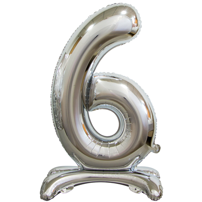 Шар цифра "6", 76см Silver под воздух