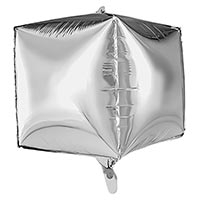 Шар 3D КУБ 35см Металлик Silver