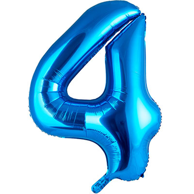 Шар цифра "4", 101см Blue