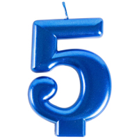 Свеча -цифра "5" Синяя, 8 см