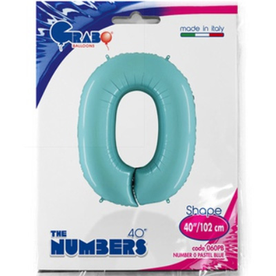 Шар цифра "0", 101см Пастель Blue