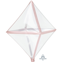 Шар 3D ромб Прозрачный Rose Gold