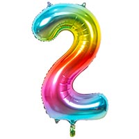 Шар цифра "2", 101см Радуга металлик