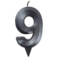 Свеча-цифра "9" Грань черный жемчуг 7см