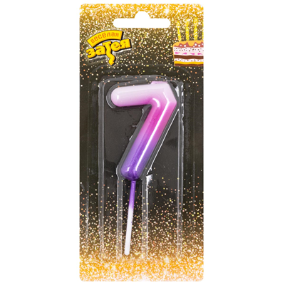Свеча -цифра "7" Омбре розов/фиолет 6смG