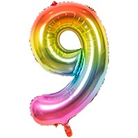 Шар цифра "9", 101см Радуга металлик