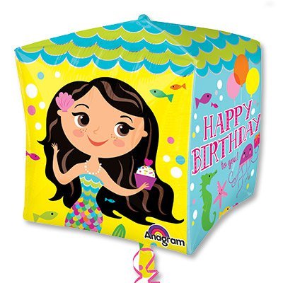 Шарики из фольги Шар 3D КУБ H. Birthday Русалки веселые
