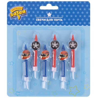 Свечи для торта с подст Гонщик 6шт
