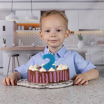 Свеча цифра "2" Глиттер, 8 см