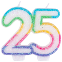 Свеча -цифра 25 Радужная блеск 7см