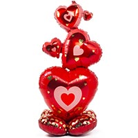 Шар напольный Сердца красные, под воздух