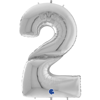 Шар цифра "2", 162см Silver