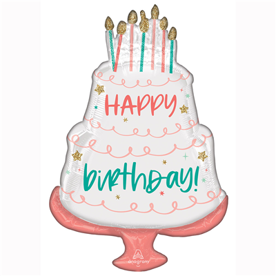 Шарики из фольги Шар фигура Happy Birthday Торт пастель